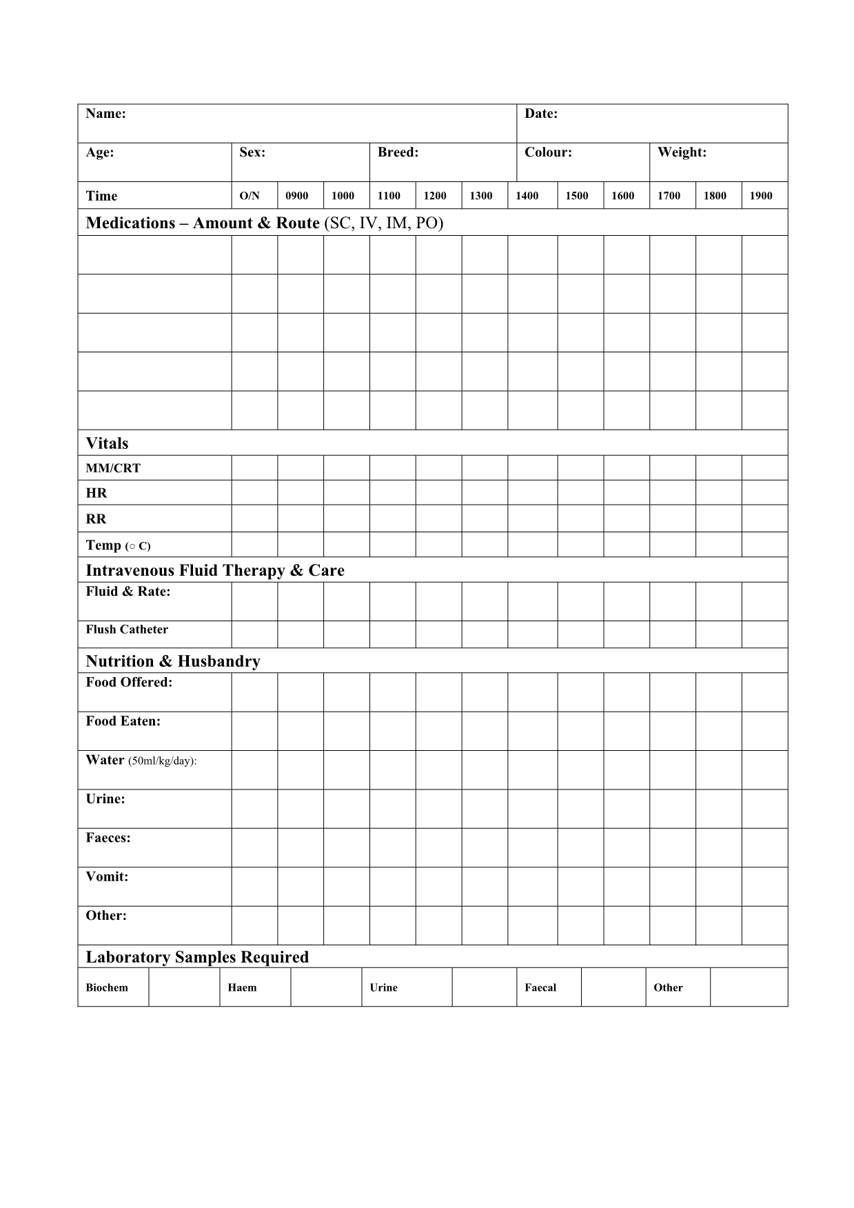 Printable Vet Forms